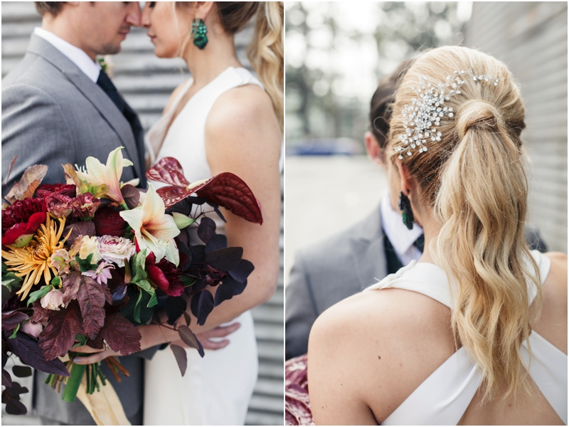  intricate bridal hairpiece and gorgeous bouquet 