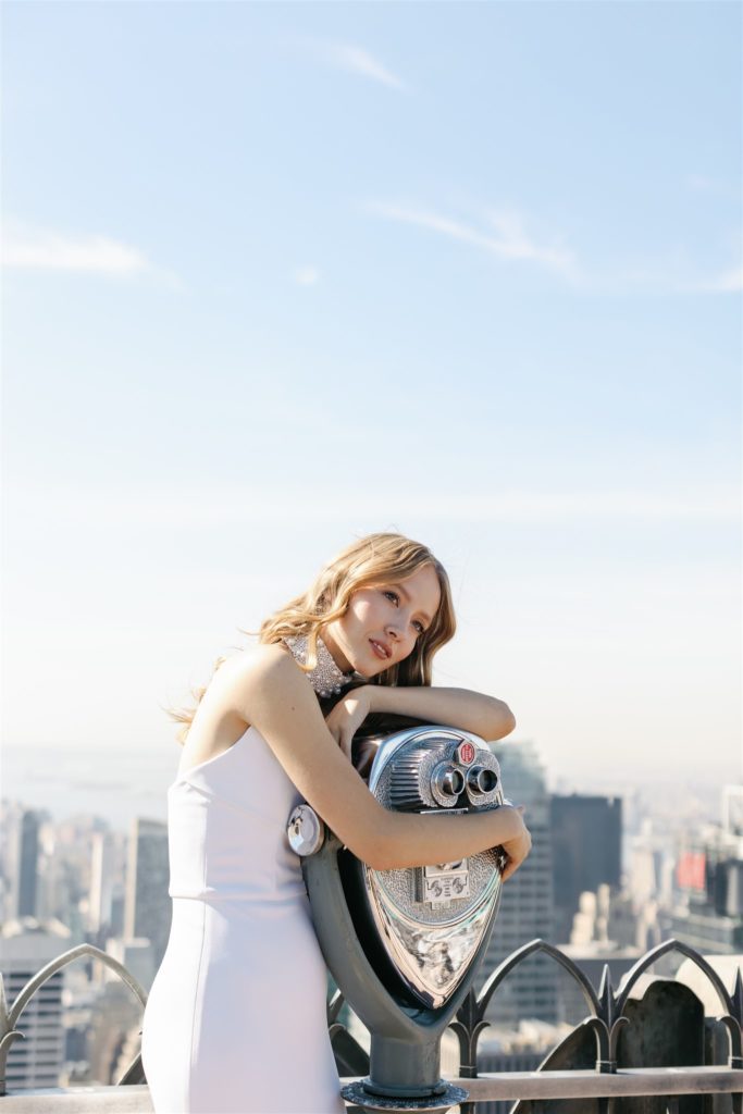 blonde bridal portrait on top of the rock
